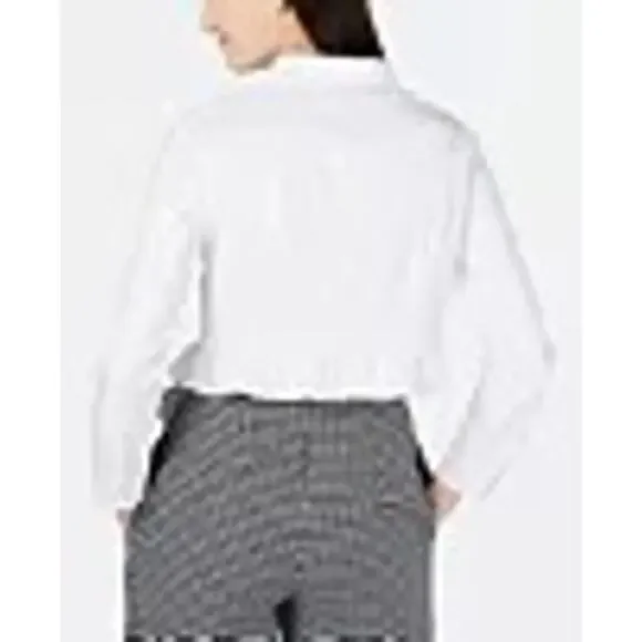 Calvin Klein Ruffle-Hem Jacket - White - Size XL - Picture 5 of 8